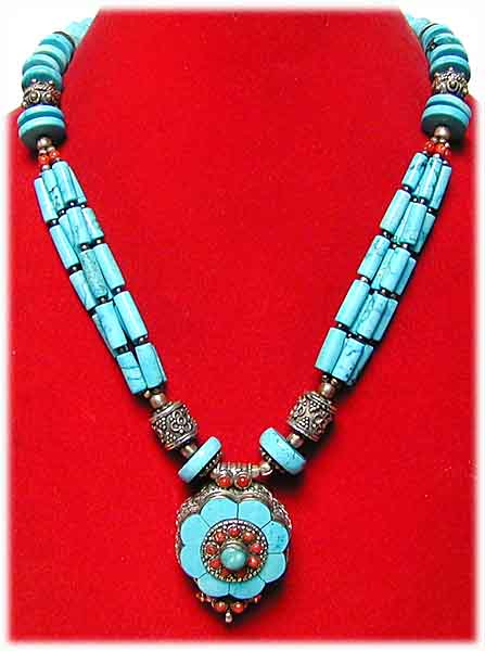 tibetische T�rkis Lotus Amulettkette