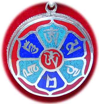 T�rkiskette mit Inlay-Mantraanh�nger