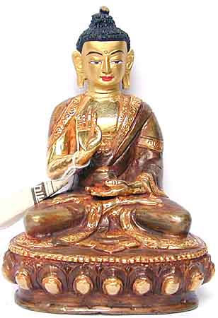 Kunsthandwerk Amitabha Buddha Statue Resin 11,5 cm Handarbeit aus Nepal 