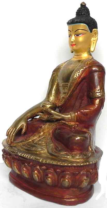 Kunsthandwerk Handarbeit aus Nepal Amitabha Buddha Statue Resin 11,5 cm 