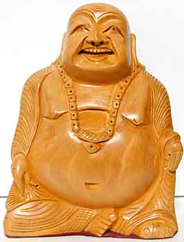 lachender Buddha, Holz