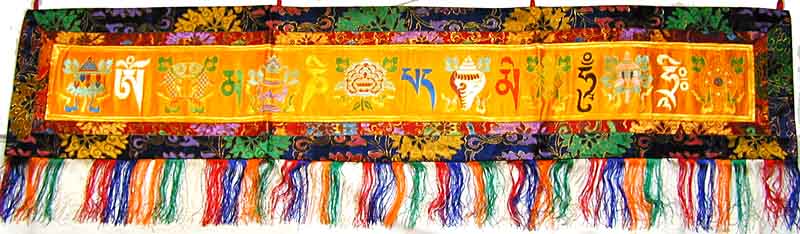Tibetische Thanka mit  Asta-Mangala und Mantra