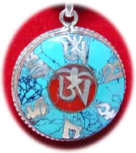 Türkiskette OM mit Inlay-Mantra-Anhänger Türkiskette OM mit Inlay-Mantra-Anhänger