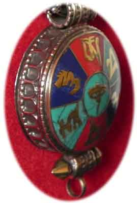 tibetische  Amulettkette mit Inlay Ghau und Mantra