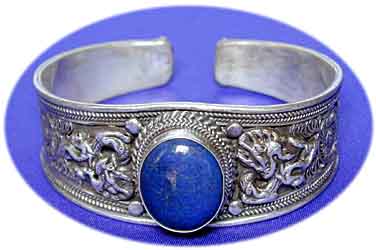 Armreif Sterling Silber, mit Lapislazuli, 