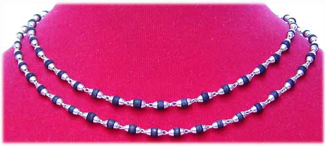 Silver capped Tulsi Mala